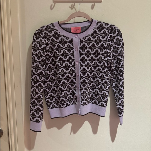 Kate Spade Spade Flower fitted Cardigan Sweater Madeline purple Size Small - Picture 1 of 10